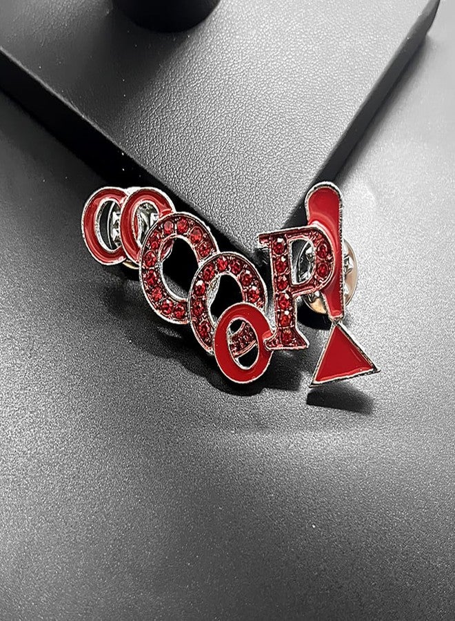 muiot D Sorority Spiritual Symbol Brooch Red Rhinestone Metal Letter OOOOOP PIN For Stylish Women - Image 5